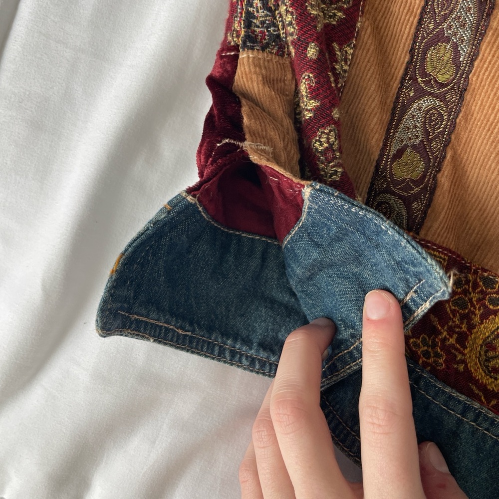 Patchwork Denim Jacket with Multicolor Accents - image 3